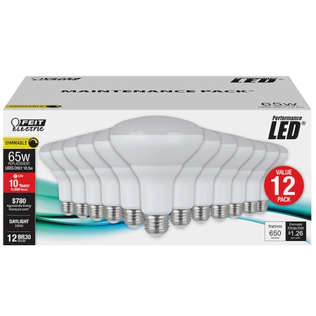 Feit Electric Feit BR30 E26 (Medium) LED Bulb Daylight 65 Watt Equivalence 12 pk BR30DM850LED12